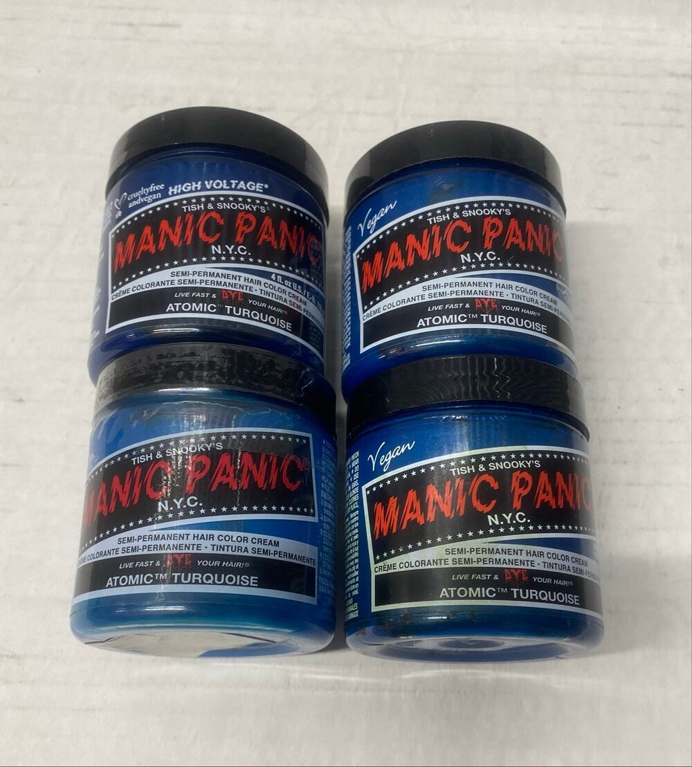 Manic Panic Atomic Turquoise Hair Dye Lot of 4 Semi-Permanent 4oz New Sealed